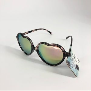 Cali Blue Pink & Black Marble Heart Sunglasses